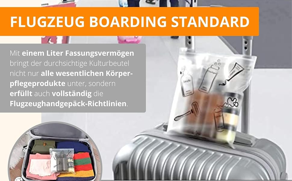 Flugzeugbeutel mit Set und Tiegel