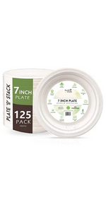 7 inch 125 pack plastic free disposable plates in white