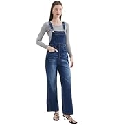 ZMTUO Women's Stretchy Denim Overalls Relaxed Wide Leg Vintage Distressed Jean Overalls with Pock...