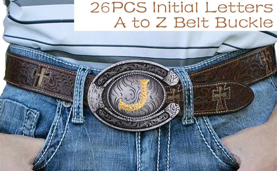 Btilasif Western Belt Buckle for Men Women Initial Letters