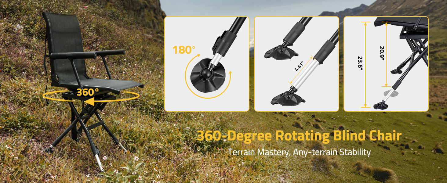360 Degree Silent Swivel Hunting Chair for Blind and Camping