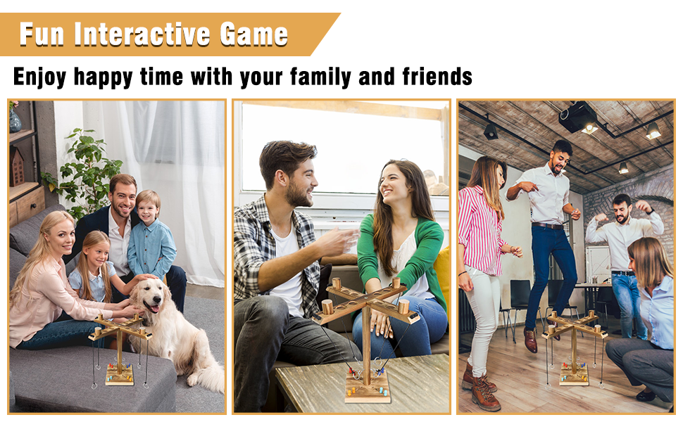 Hooks Ring Toss Game 4 Player, ZAKVOP Ring Toss Game for Adults