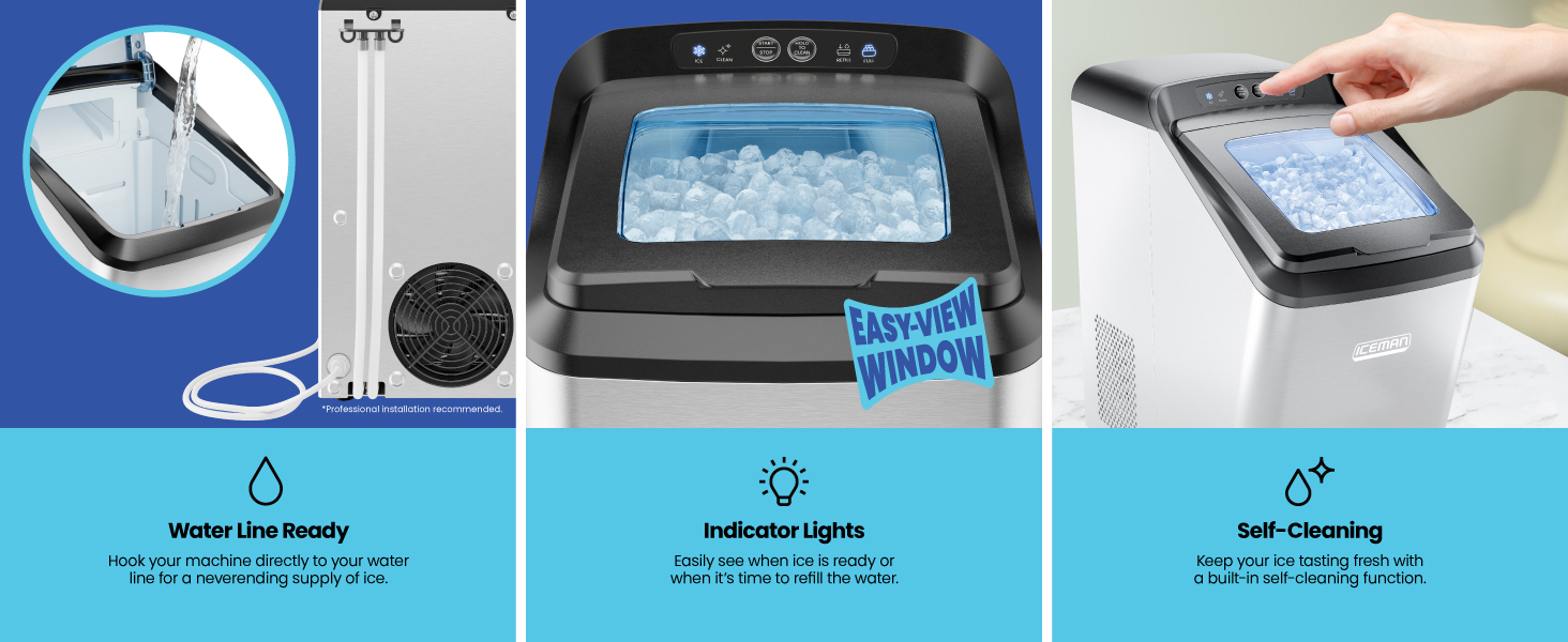 Iceman Countertop Nugget Ice Maker Pebble Ice Machine