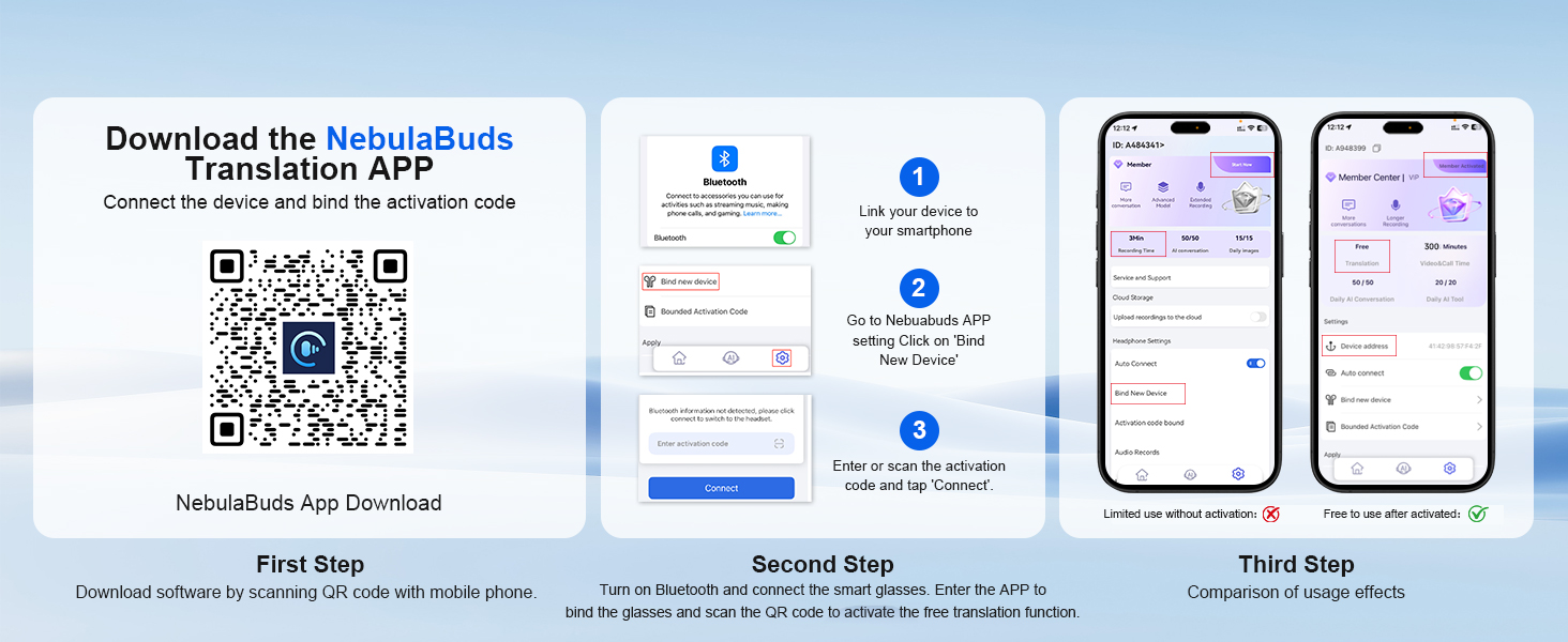 Download and activate translation function of smart AI glasses, translating glasses