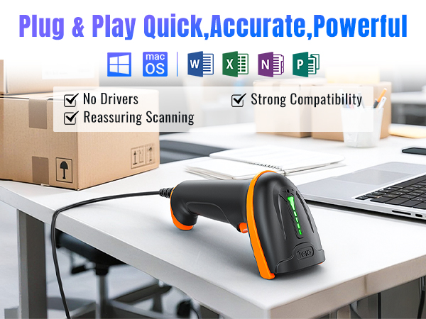 Lettore Di Codici A Barre Tera 1D/2D/QR - Scanner USB Plug & Play, Con Protezione Antiurto