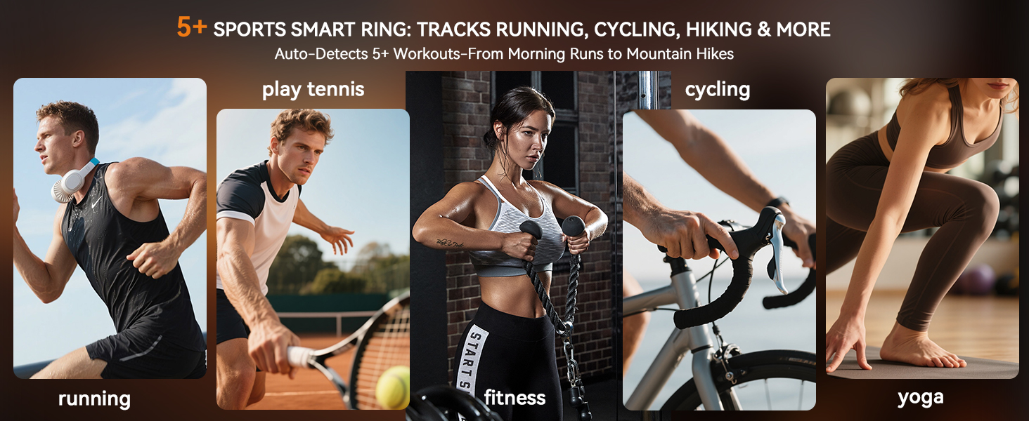 5+ SPORTS SMART RING: TRACKS RUNNING, CYCLING, HIKING &amp; MORE