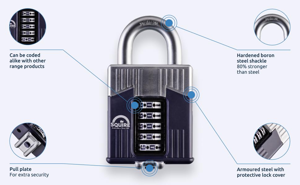 Squire Warrior Combi 65 Padlock Heavy Duty Padlock Armoured Body