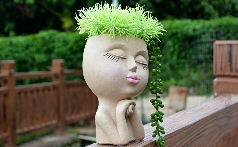 Face Planter Pot Head Planters, Lady Heads Flowerpot, Cute Girl Faces Plant Pot