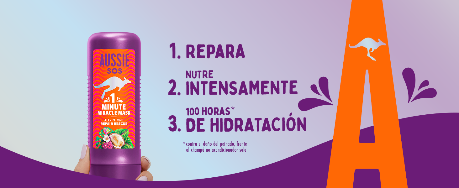 1. AYUDA A REPARAR 2. NUTRE INTENSAMENTE 3. 100 HORAS* DE HIDRATACIÓN