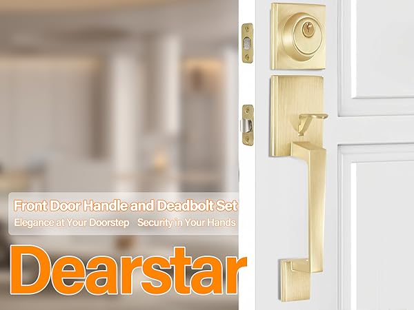 Front Door Handle Set Gold Heavy Handle Set, Entry Door