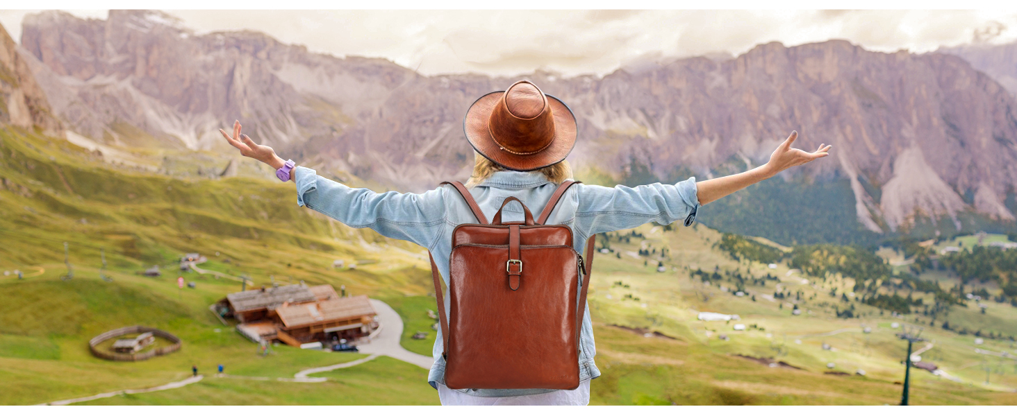 banuce vintage leather convertible backpack purses for women ladies laptop backpack