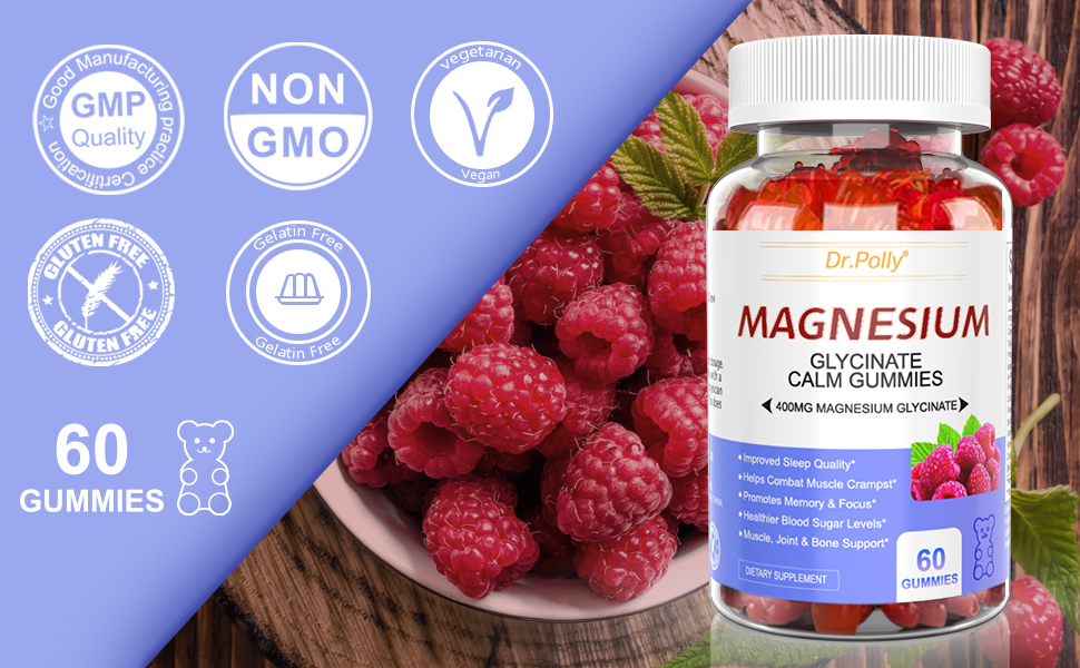 Dr.Polly Magnesium Glycinate Gummies 400mg of Triple