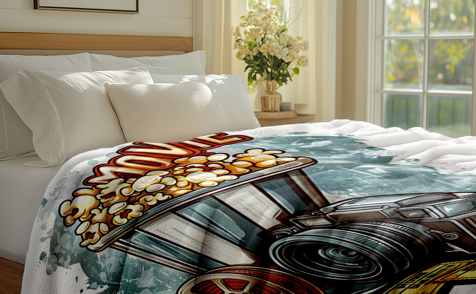 Movie Popcorn Gifts Throw Blanket for Adult Kids, Movie