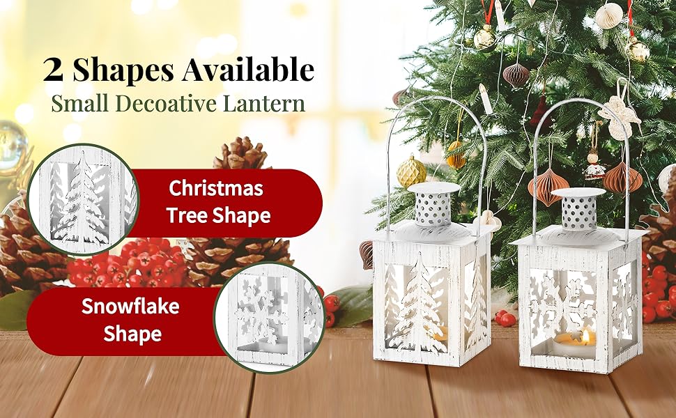 Nuptio Small Decoative Candle Lanterns Indoor Tea Light Candle Holders Set of 2