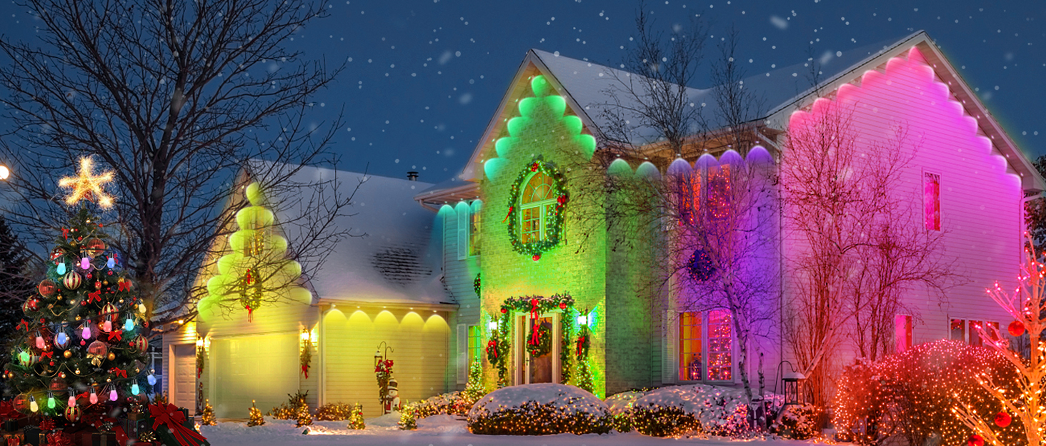 ASAHOM Permanent Outdoor Lights, 100ft Smart RGB Outdoor Lights with 70