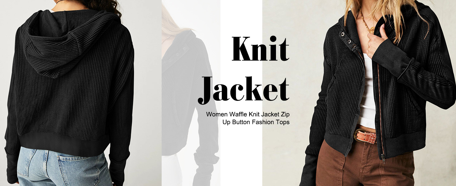 Women Waffle Knit Jacket