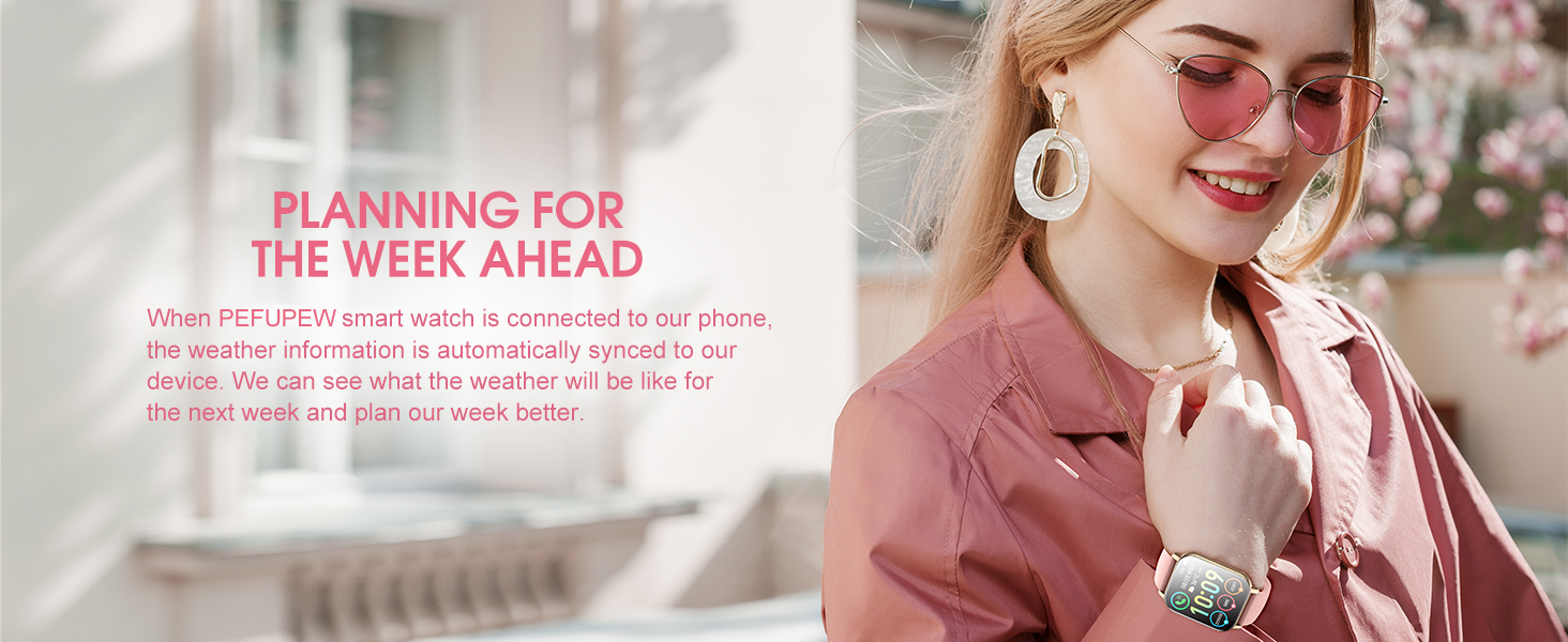 Text reads 'PLANNING FOR THE WEEK AHEAD'. Lifestyle image with soft pink tones featuring sunlit interior setting.