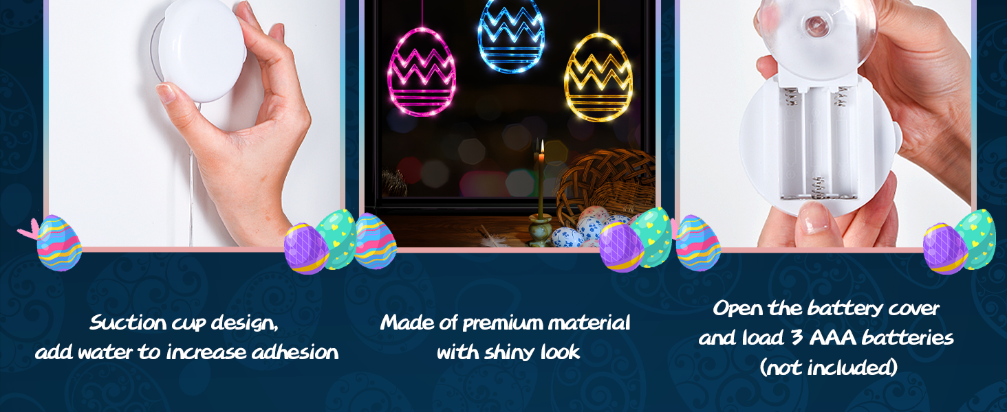 LOLStar Easter Window Lights for Decorations,3 Pack Easter