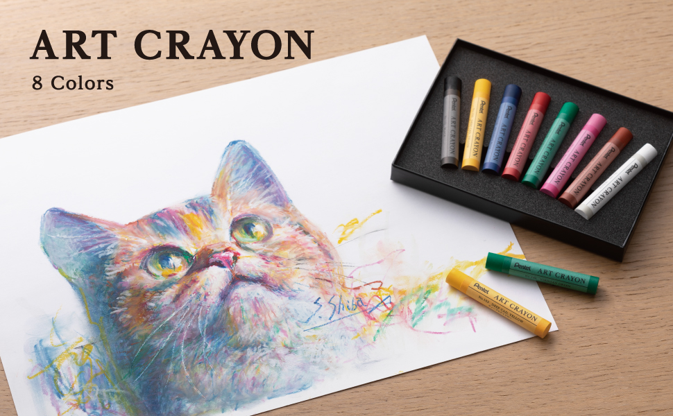 リス 手描きアート クレヨン ぺんてる クレヨン ART CRAYON アートクレヨン 8色セット (PTAC