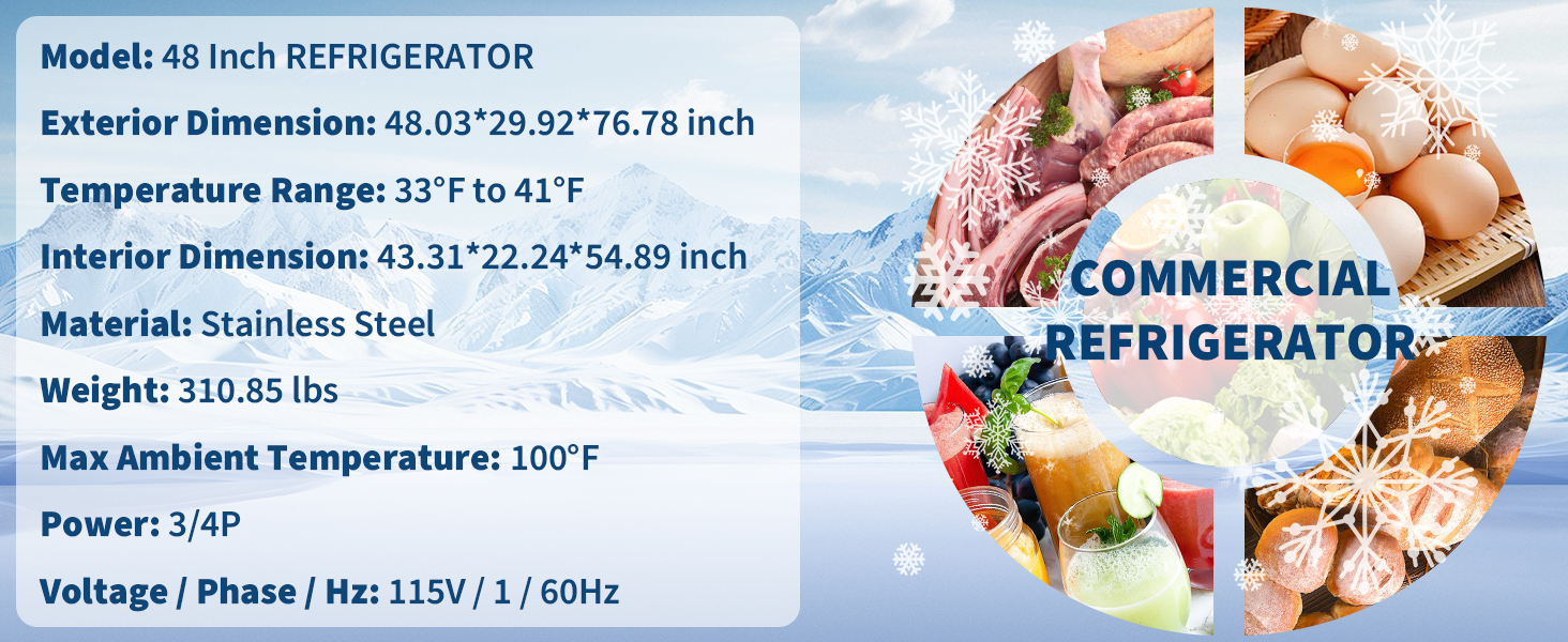 48" W Commercial Refrigerator
