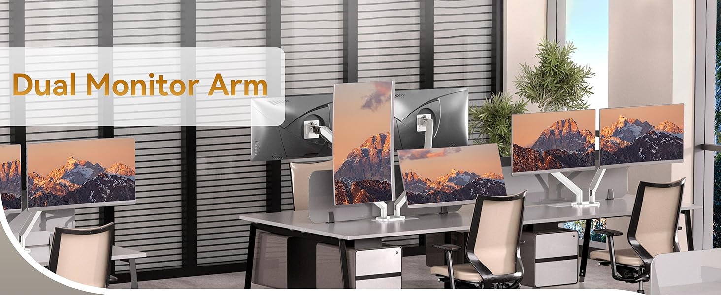 Dual Vesa Monitor Arm Aluminium, Dual Monitor Mount Gas Spring 1332