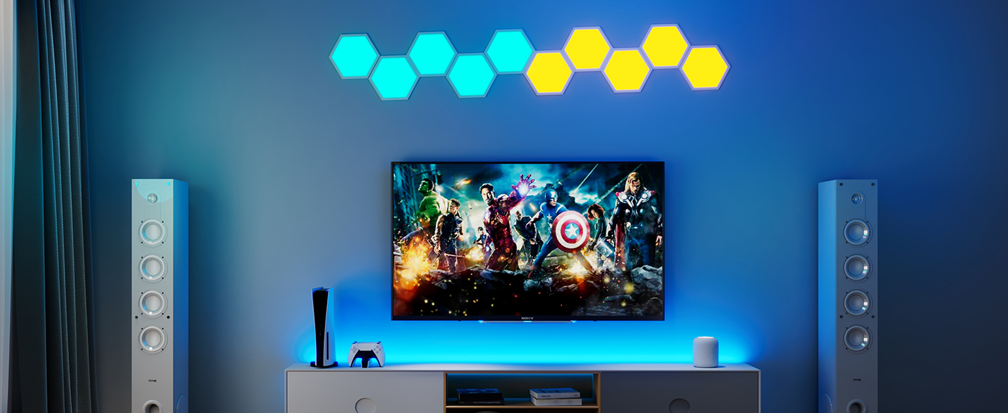 EUREKA ERGONOMIC RGB Hexagon Light Panels, WiFi Smart LED Lights with