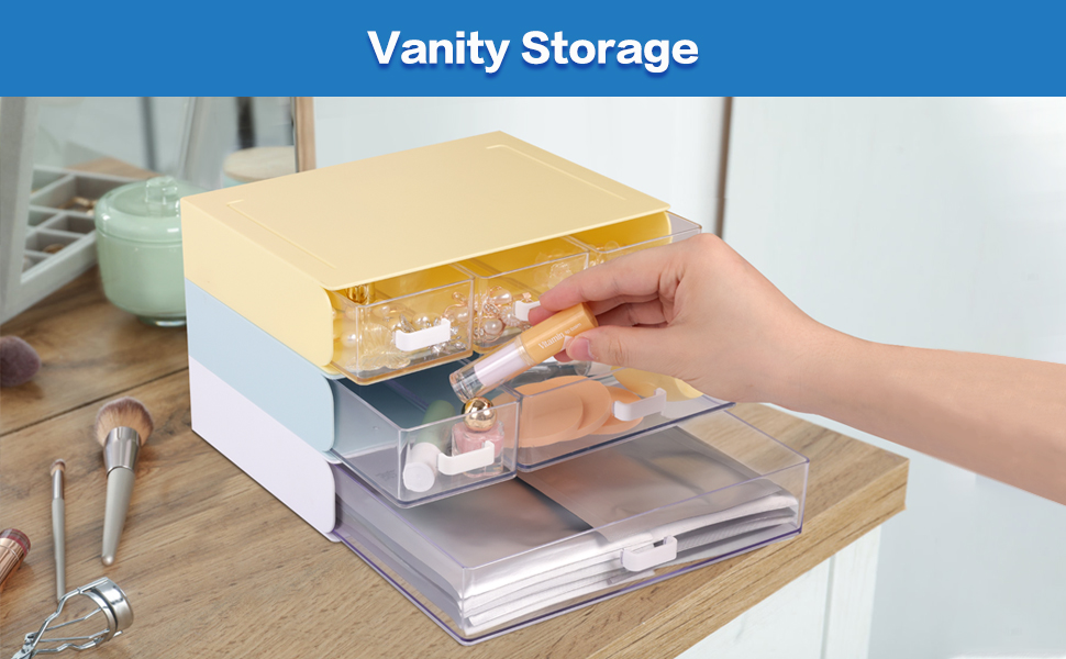 Brippo 3Tier Stackable Storage Drawers for Medication