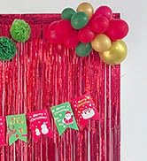 Tinsel Backdrop Party Decorations, Melsan 3.2 x 8 ft Foil Fringe Curtains Party Backdrop for...