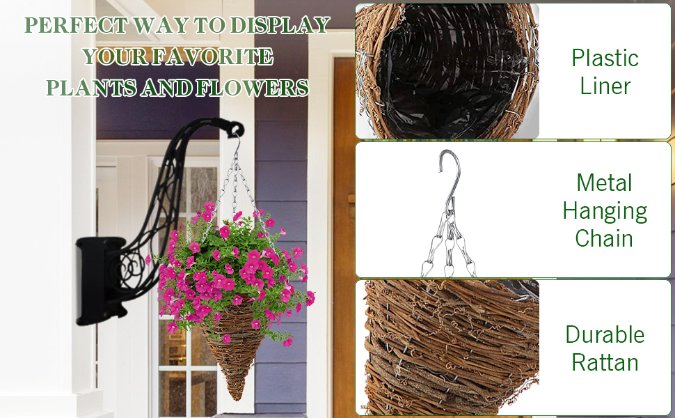 ERINGOGO 2 PCS Hanging Planters, Cone Shaped Hanging Basket