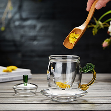 Glass Tea Cup with Infuser and Lid,Tea Infuser Mug with Saucer,Tea Mug,Tea Cup Set