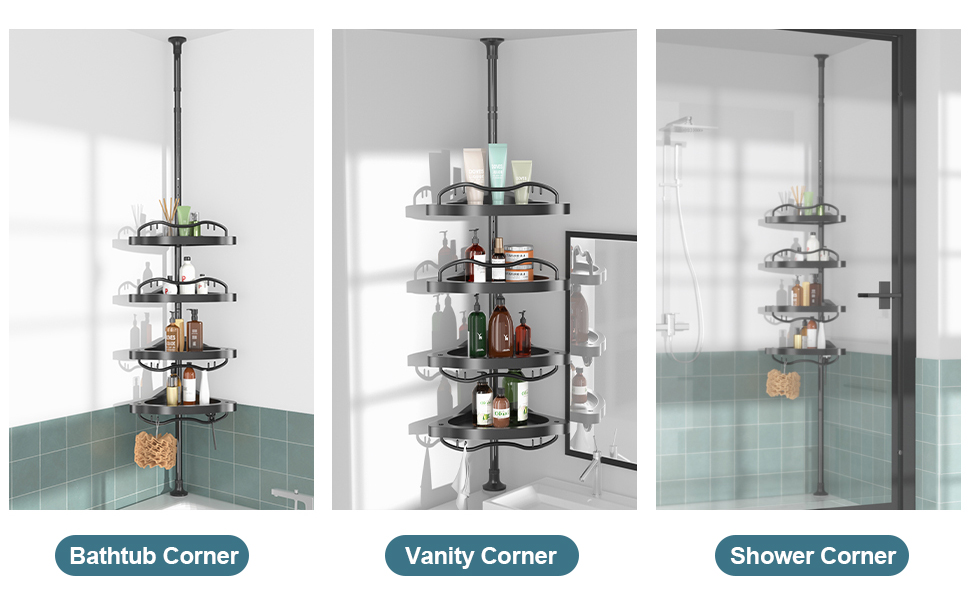 COCONUT Corner Shower Caddy Tension Pole, 54114Inch Rust