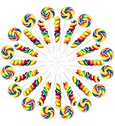 Rainbow Twisty & Swirl Lollipops 32 Pack, Unicorn Candy Swirl Lollipops Individually Wrapped Suck...