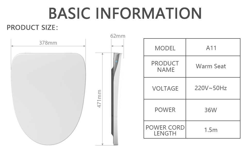 Simple Project Electric Heated Toilet Seat, Smart Toilet Seat With
