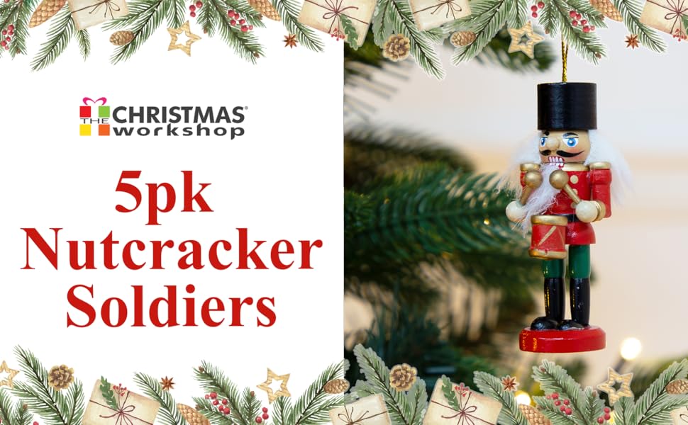 The Christmas 5PK Wooden Nutcrackers/Hanging Christmas Tree