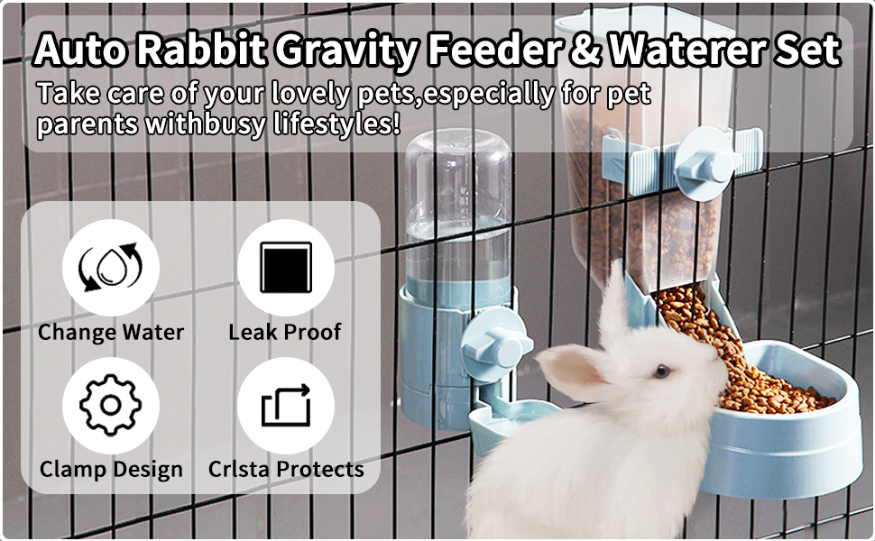 BNOSDM Rabbit Automatic Food Feeder and Water Dispenser Bunny Gravity