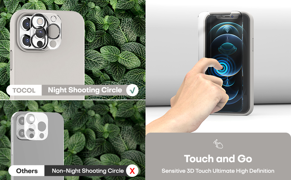 TOCOL 5 in 1 for iPhone 12 Pro Max Case 6.7", with 2 Pack Screen