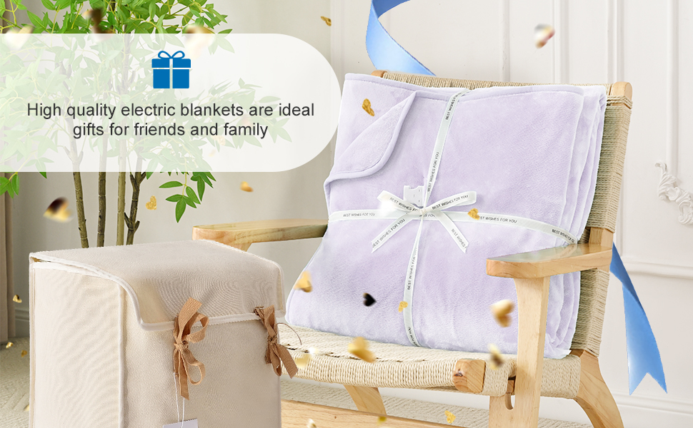 RHEIN HOME Electric Blanket Twin Size, Fast Heating Purple