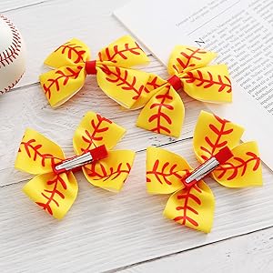 softball hair bows