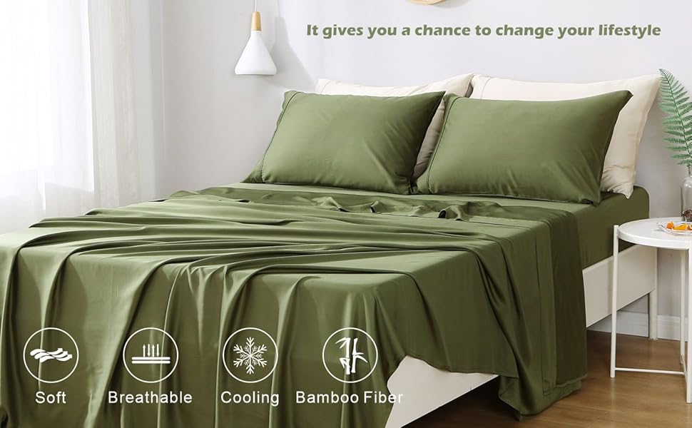L Linen World Queen Size Bamboo Sheets Set 100 Cooling Bamboo