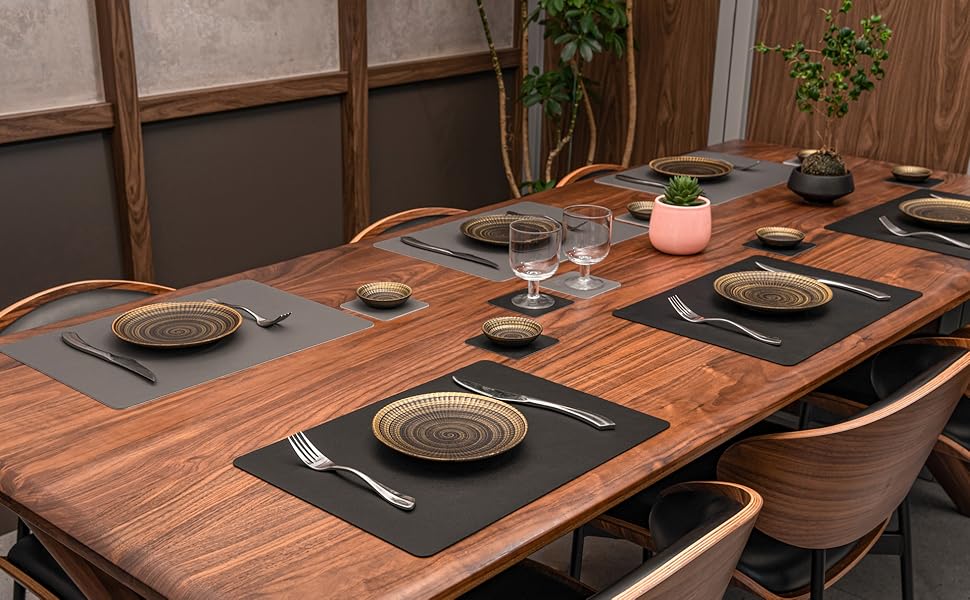 Myir JUN Leather Table Mats and Coasters, DualSided Leather Placemats