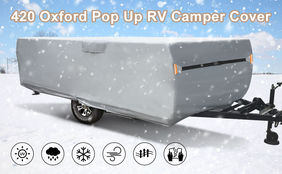 SILIVN Pop Up Folding Trailer Camper Cover fits 8'10', Upgraded Heavy Duty
