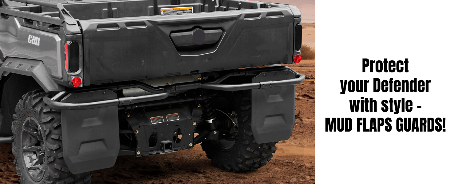 can-am defender hd5 hd8 hd10 max rear bumper and mud flaps guards