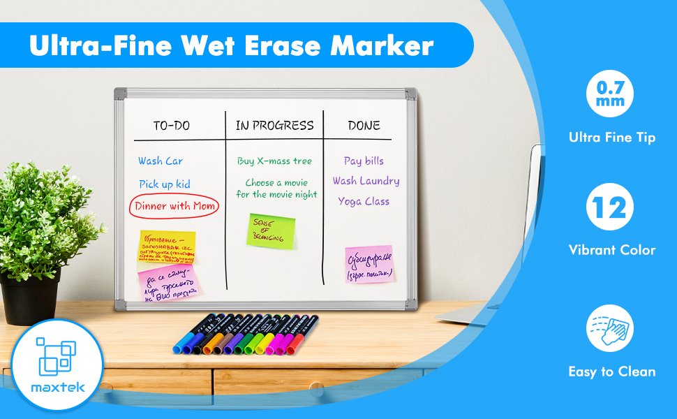 maxtex Wet Erase Markers Ultra Fine Point, 0.7mm Extra Fine Tip, Low