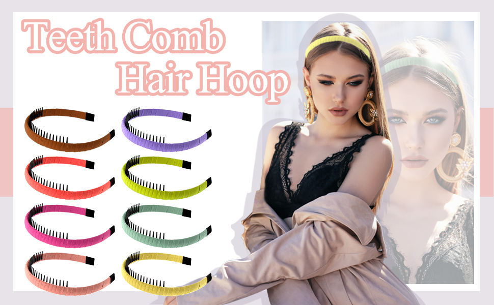8 colors teeth comb hait hoop are fit for most of women and girls