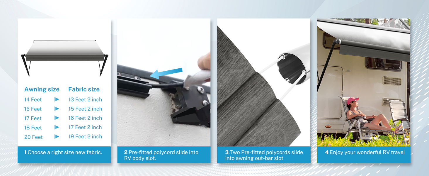 Kohree 16' Rv Awning Fabric Replacement, 19oz Durable Heavy