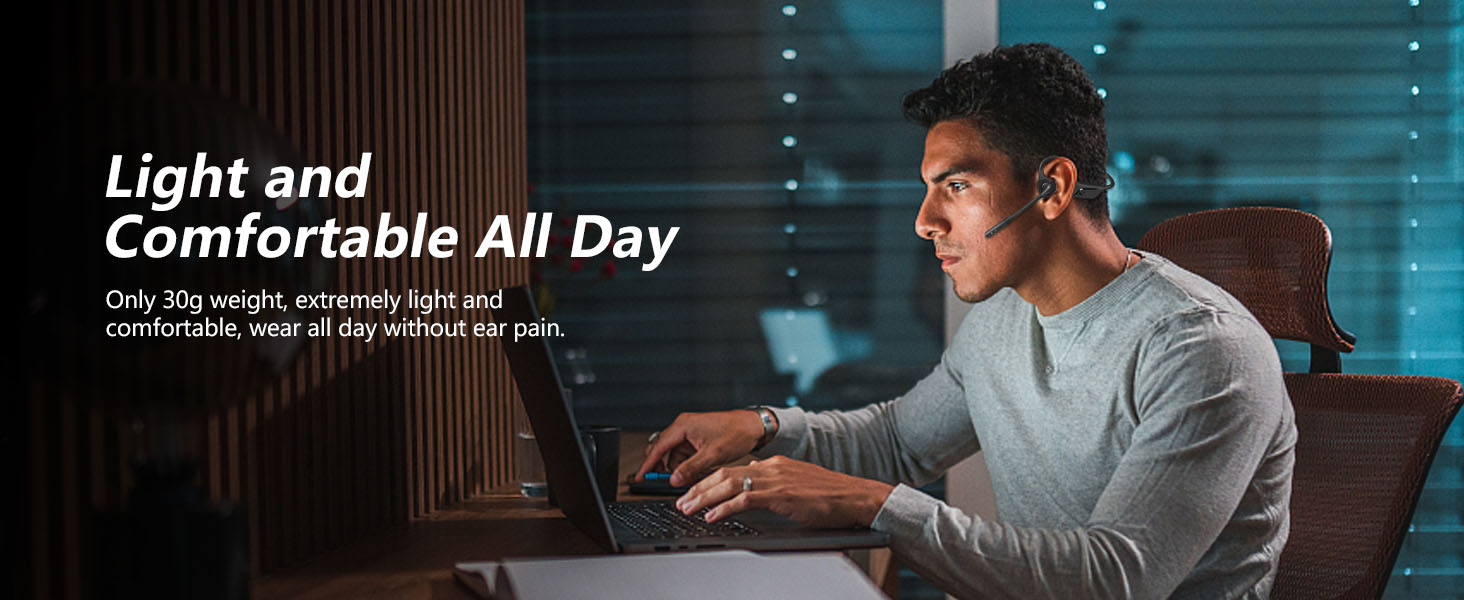 BANIGIPA Bluetooth Headset with Microphone, Open Ear Headphones with Noise Cancelling for Calling