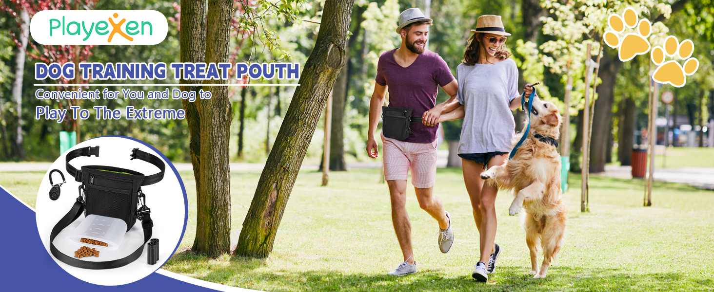 Dog Treat Bag with Magnetic Opening and Adjustable Belt Set of 4 Dogs Accessories (Clicker Dog & Bag Treats for Dogs & Backpack for Training Dogs & Poop Bag Dispenser) 10 aplus content image