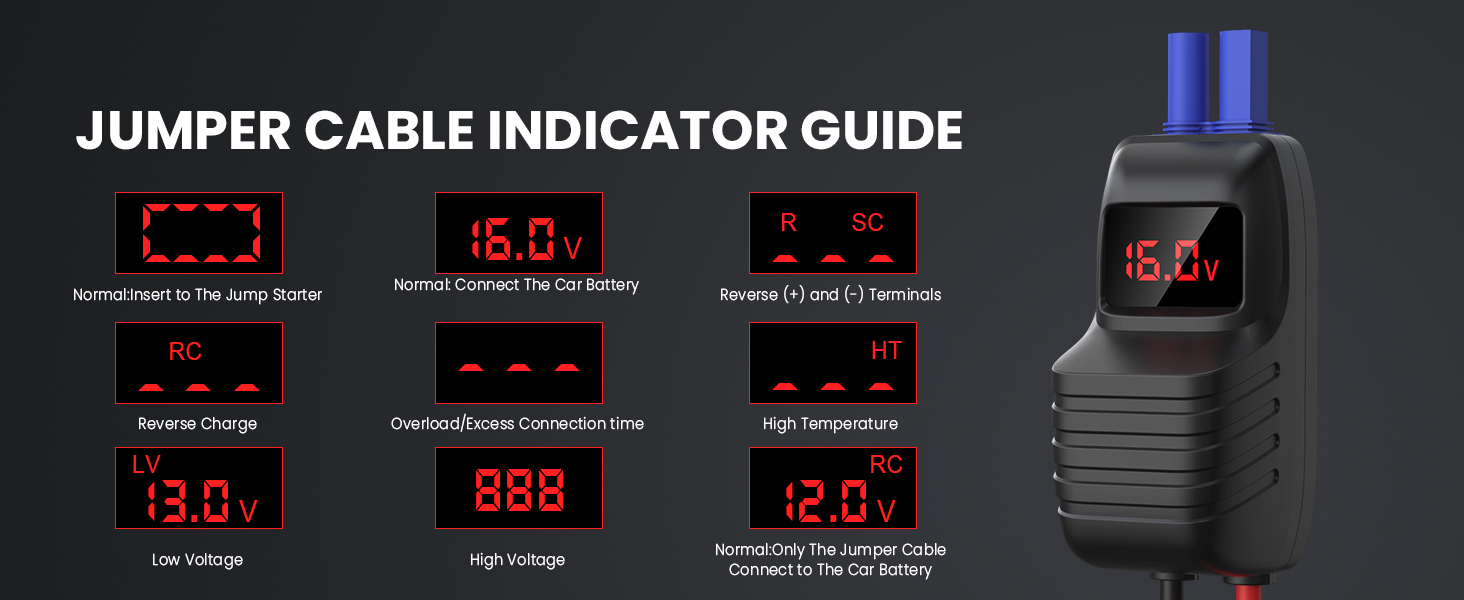 NEXPOW jump starter indicator light meanings diagram