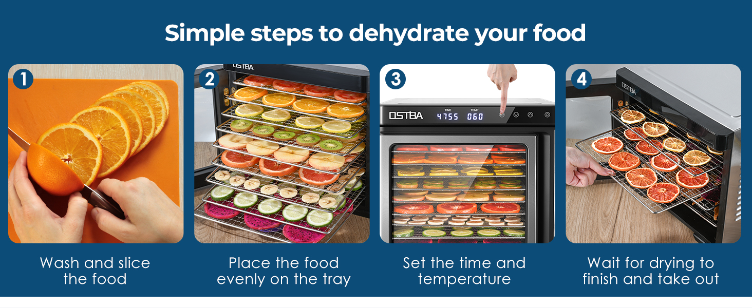 OSTBA Food Dehydrator Machine, 9 Stainless Steel Trays