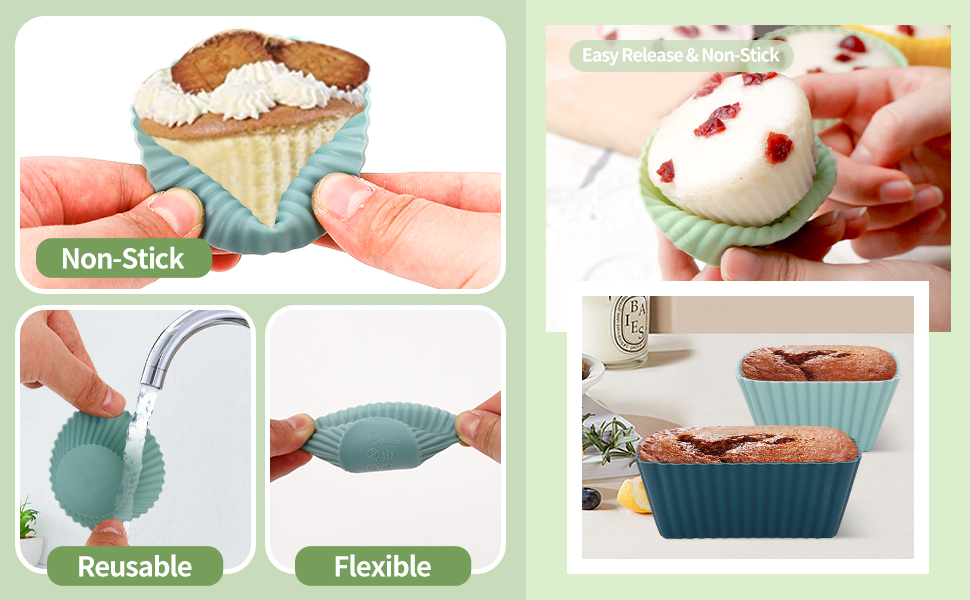 12 Pack Silicone Cupcake Cases, Reusable Silicone Cupcake Cases